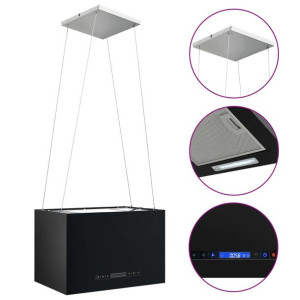 Wiszący okap nad wyspę, dotykowy LCD, 55 cm, stalowy