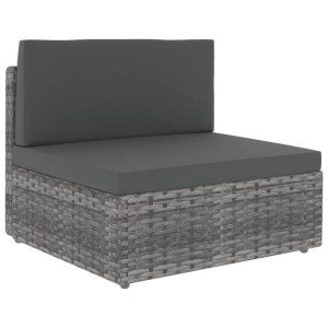 Modułowe siedzisko środkowe, rattan PE, szare