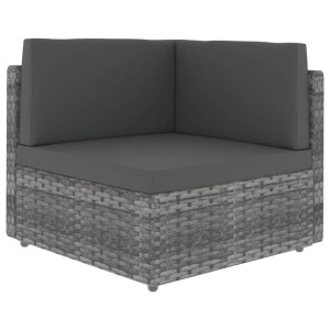 Modułowe siedzisko narożne, rattan PE, szare