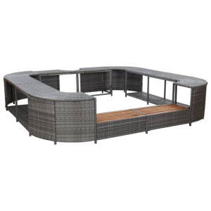 Kwadratowa obudowa spa, szara, 268x268x55 cm, polirattan