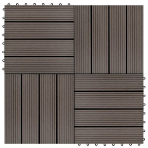 Płytki tarasowe, 11 szt., WPC, 30 x 30 cm, 1 m², ciemny brąz
