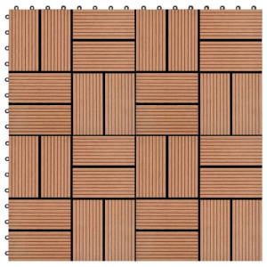 Płytki tarasowe, 11 szt., WPC, 30 x 30 cm, 1 m², brązowe