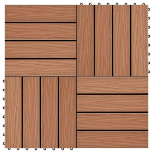 Płytki tarasowe tłoczone, WPC, 11 szt, 30x30cm, 1m², jasny brąz