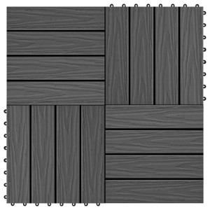 Płytki tarasowe tłoczone, WPC, 11 szt., 30x30 cm, 1 m², czarne