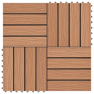 Płytki tarasowe tłoczone, WPC, 11 szt., 30x30cm, 1m², kolor tek