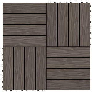 Płytki tarasowe tłoczone, WPC, 11 szt, 30x30cm, 1m², brąz