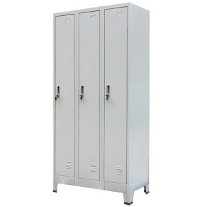 Szafa zamykana o 3 przegrodach, stalowa, 90 x 45 x 180cm, szara