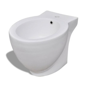 Zaokrąglony bidet stojący z ceramiki, biały