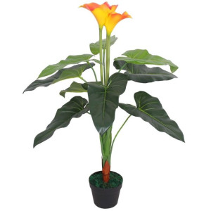 Sztuczna kalia z doniczką, 85 cm, czerwono-żółta