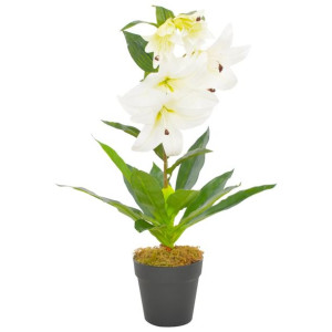Sztuczna lilia z doniczką, biały, 65 cm