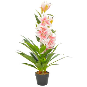 Sztuczna lilia z doniczką, różowy, 90 cm