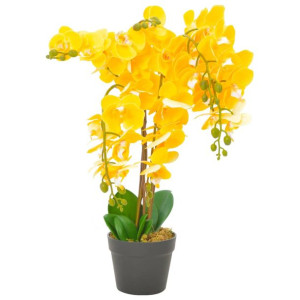 Sztuczny storczyk z doniczką, żółty, 60 cm