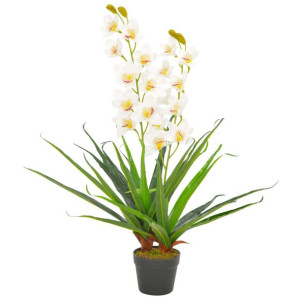 Sztuczny storczyk z doniczką, biały, 90 cm