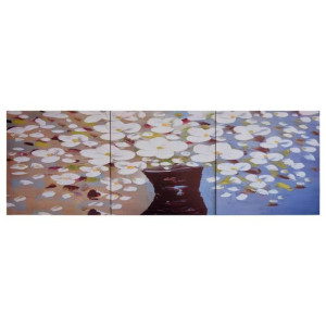 Zestaw obrazów z kwiatami w wazonie, kolorowy, 120x40 cm