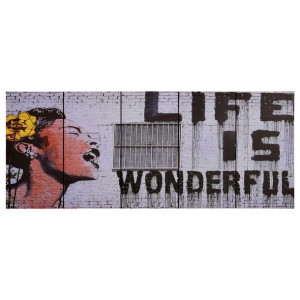Zestaw obrazów z napisem Life is Wonderful, kolorowy, 150x60 cm