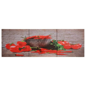 Zestaw obrazów z nadrukiem papryk, kolorowy, 120x40 cm