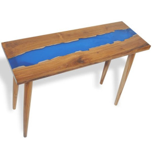 Stolik typu konsola z drewna tekowego i żywicy, 100x35x75 cm