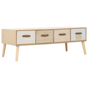 Stolik kawowy z 4 szufladami, 110x50x40 cm, lite drewno sosnowe