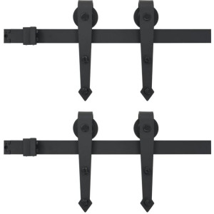 System do mocowania drzwi przesuwnych, 2 x 183 cm, stal, czarny