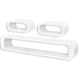 Wiszące półki-kostki na książki/DVD z MDF, 3 szt., białe