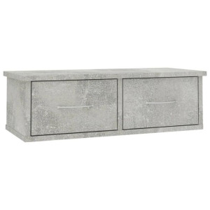 Półka ścienna z szufladami, betonowa szarość, 60x26x18,5 cm
