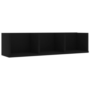 Półka ścienna na płyty CD, czarna, 75x18x18 cm, płyta wiórowa