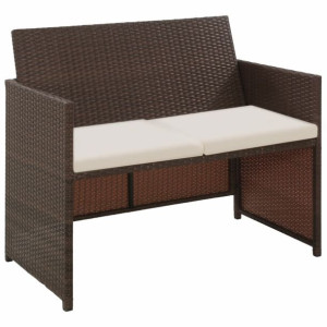 2-osobowa sofa ogrodowa z poduszkami, polirattan, brązowa