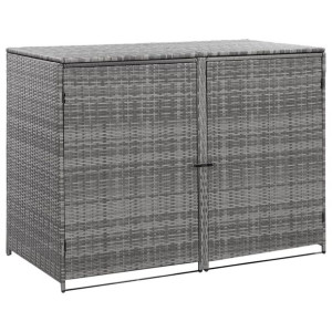 Osłona na 2 kosze na śmieci, rattan PE, antracyt, 148x77x111 cm