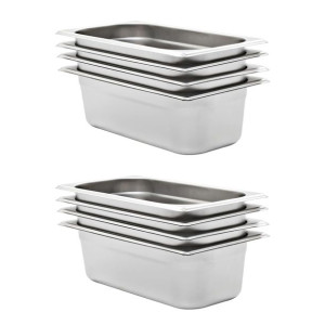Pojemniki gastronomiczne 8 szt. GN 1/3, 100 mm, stal nierdzewna