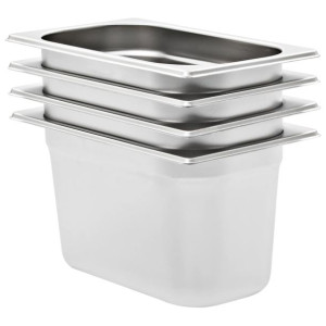 Pojemniki gastronomiczne 4 szt. GN 1/4, 150 mm, stal nierdzewna