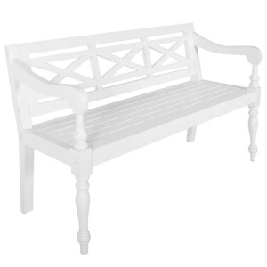 Ławka Batavia, 136 cm, lite drewno mahoniowe, biała