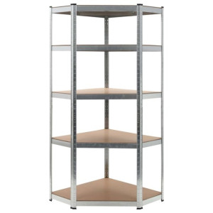 Regał magazynowy, srebrny, 75x75x180 cm, stal i MDF