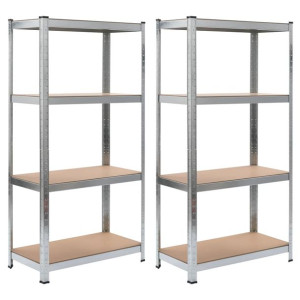 Regały magazynowe, 2 szt., srebrne, 80x40x160 cm, stal i MDF