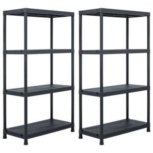 Regały magazynowe, 2 szt., czarne, 60x30x138 cm, plastikowe