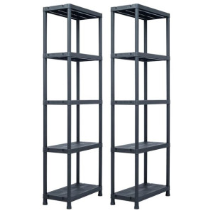 Regały magazynowe, 2 szt., czarne, 125 kg, 60x30x180 cm