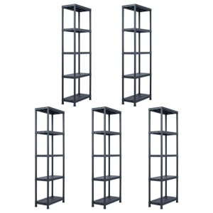 Regały magazynowe, 5 szt., czarne, 125 kg, 60x30x180 cm