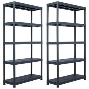 Regały magazynowe, 2 szt., czarne, 250 kg, 80x40x180 cm