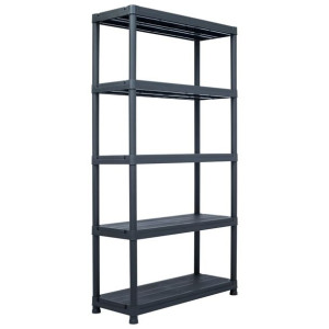 Regał magazynowy, czarny, 250 kg, 80x40x180 cm, plastikowy