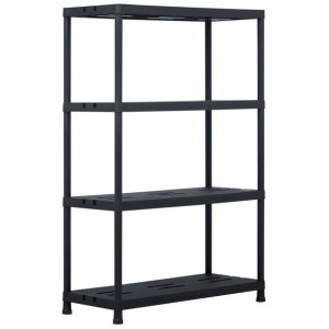 Regał magazynowy, czarny, 220 kg, 90x40x138 cm, plastikowy