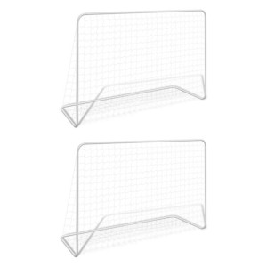 Bramki piłkarskie z siatkami, 2 szt. 182x61x122 cm, stal, białe