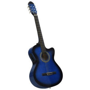 Gitara akustyczna z wycięciem, 6 strun i equalizer, niebieska
