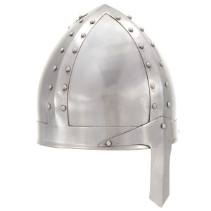 Replika średniowiecznego zabytkowego hełmu, LARP, srebrna stal
