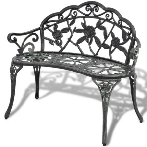 Ławka ogrodowa, 100 cm, odlewane aluminium, zielona