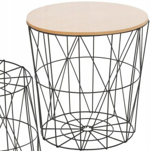 Stolik Druciany Twins Round L Duży Metalowy Loft