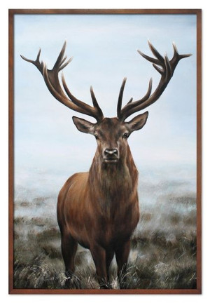 Obraz ręcznie malowany płótno 63x93cm Renifer