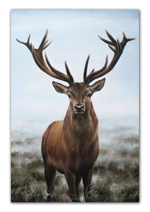Obraz ręcznie malowany płótno 60x90cm Renifer
