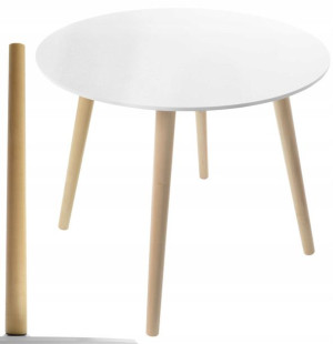 Stolik Kawowy Retro Nogi 60x50 Biały Okrągły Biały