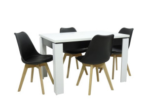 Zestaw 4 krzesła SL-2 czarne + stół C-4 biały, skrzynia czarna 80x120/160