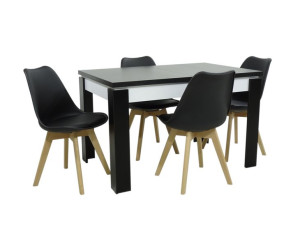 Zestaw 4 krzesła SL-2 czarne + stół C-4 czarny skrzynia biała 80x120/160