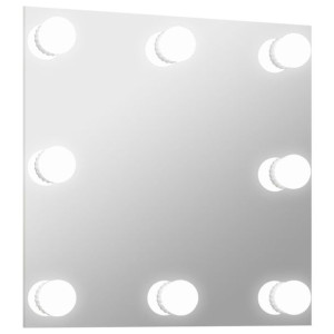 Lustro ścienne z lampkami LED, kwadratowe, szklane